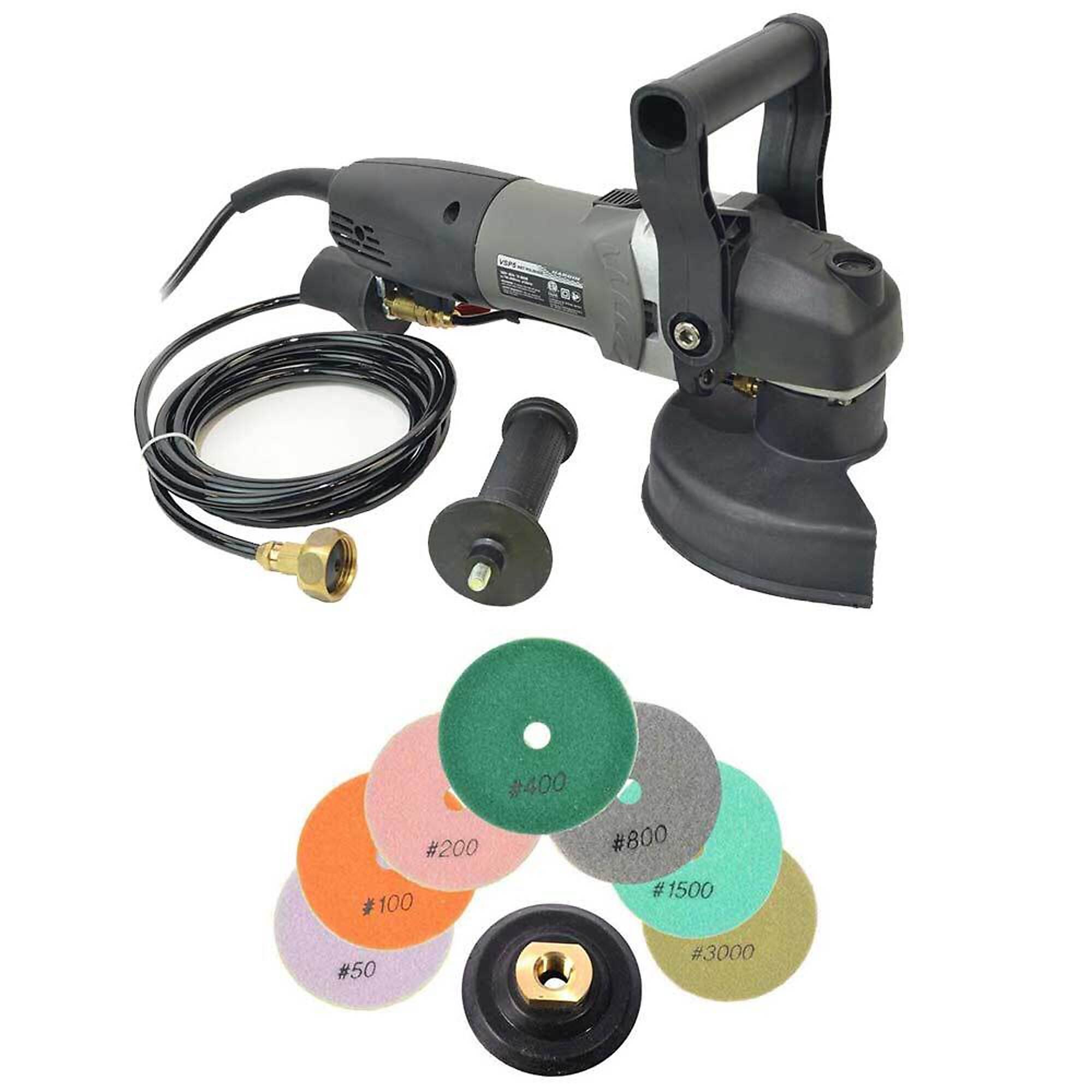 Hardin BRTVSP5SET VSP5 5 Inch Var Speed Polisher, 5 Inch Backer Pad & 7pc 5 Inch 3 mm Wet Prem Diam Pol Pad Set (50, 100, 200 400, 800, 1500 & 3000 Grit)
